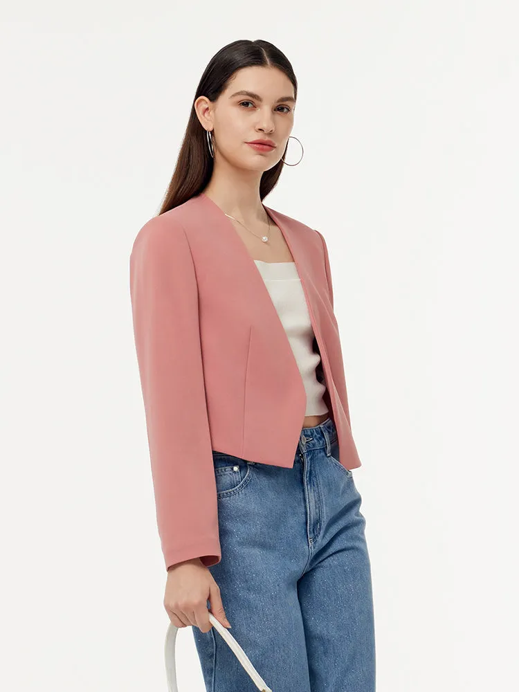 Acetate Collarless Women Crop Blazer sold by Goelia product image thumbnail 4