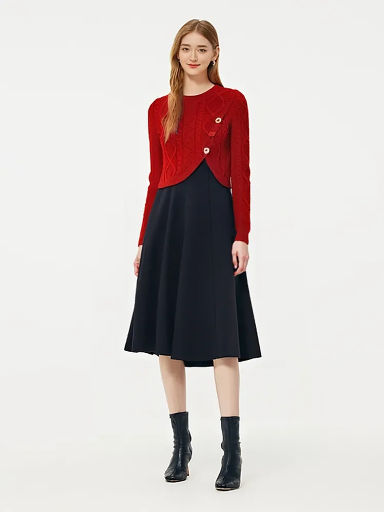 Lyocell Wool Blend Sweater And Knit Vest Dress Two-Piece Set sold by Goelia product image thumbnail 3