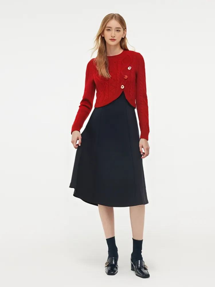 Lyocell Wool Blend Sweater And Knit Vest Dress Two-Piece Set sold by Goelia product image thumbnail 2