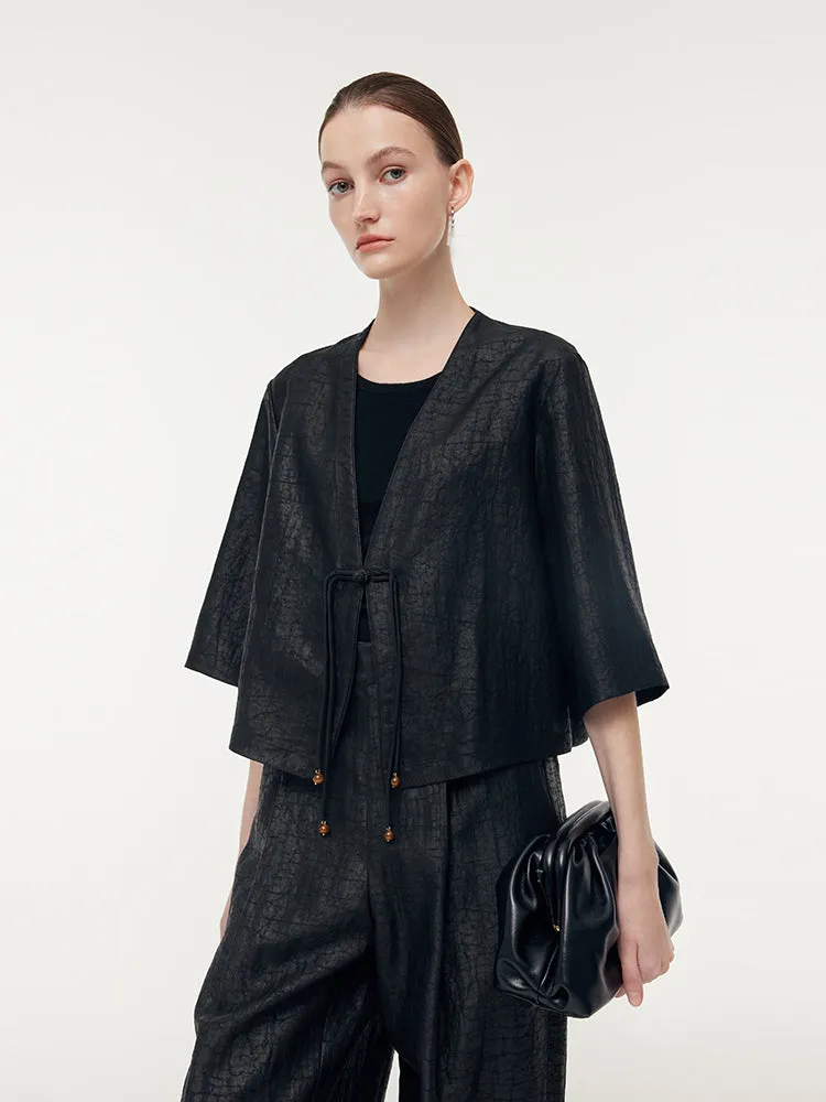 18 Momme Xiang Yun Silk Mandarin Button Women Crop Jacket sold by Goelia