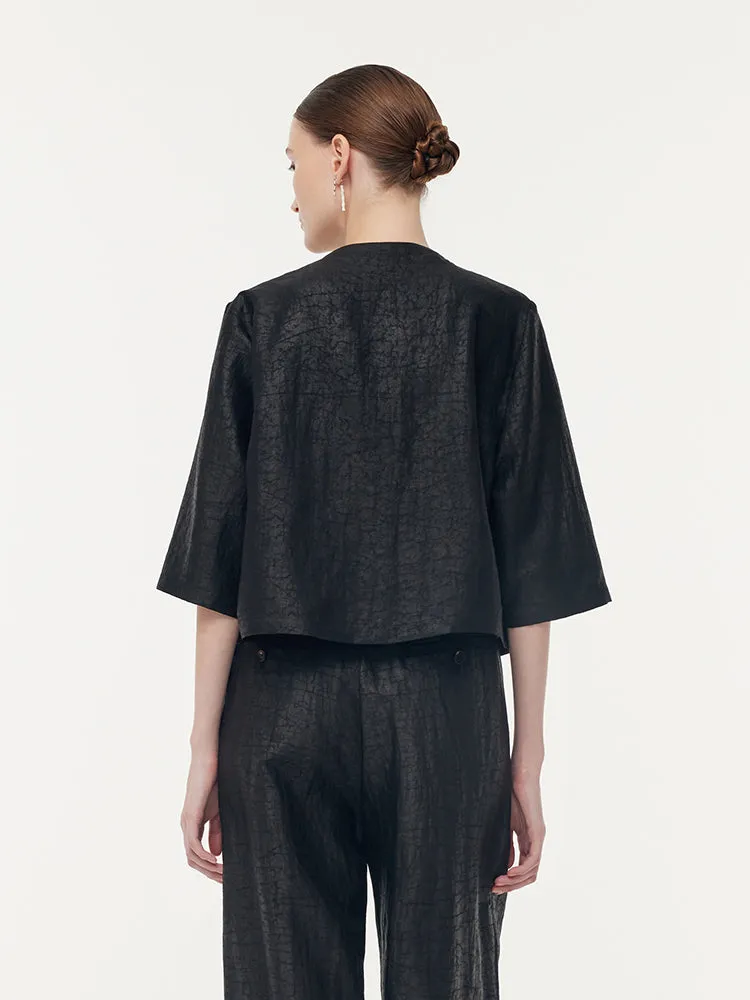 18 Momme Xiang Yun Silk Mandarin Button Women Crop Jacket sold by Goelia product image thumbnail 3