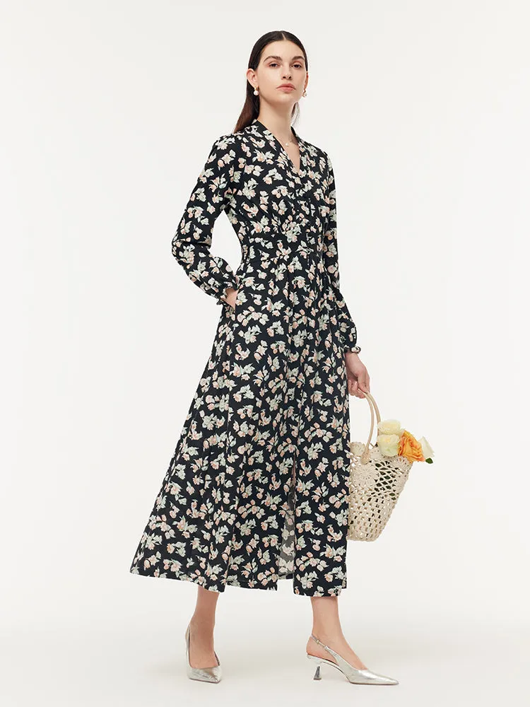 100% Cotton Floral Print Stretch Gathered Waist Women Maxi Dress sold by Goelia product image thumbnail 2