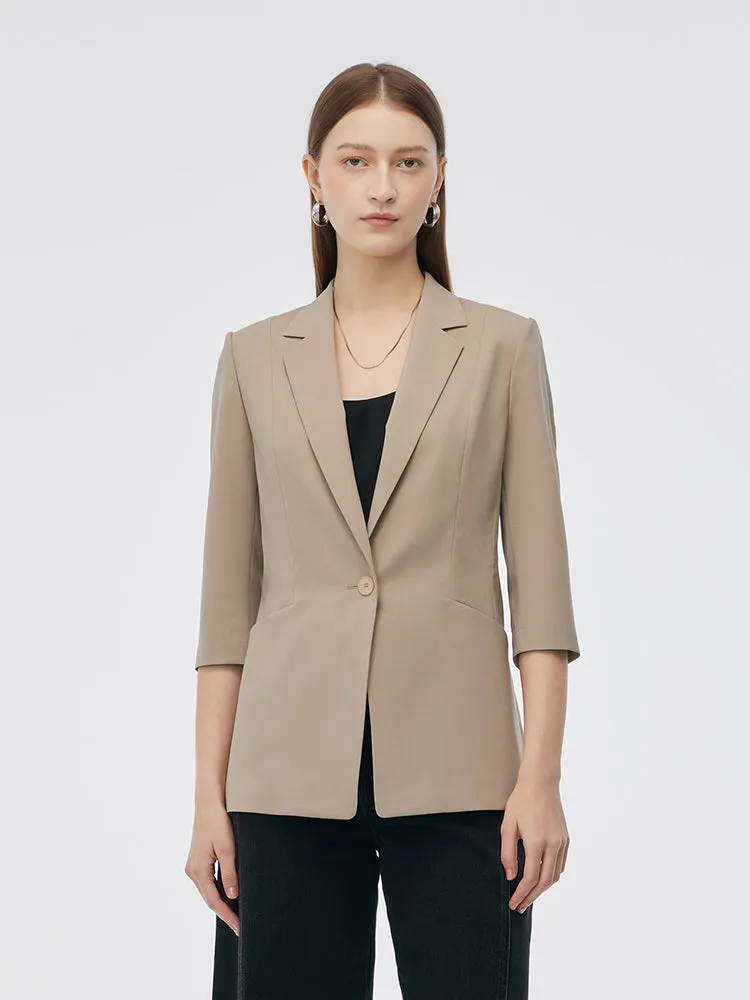 Machine Washable Wool Blend Women One Button Blazer sold by Goelia
