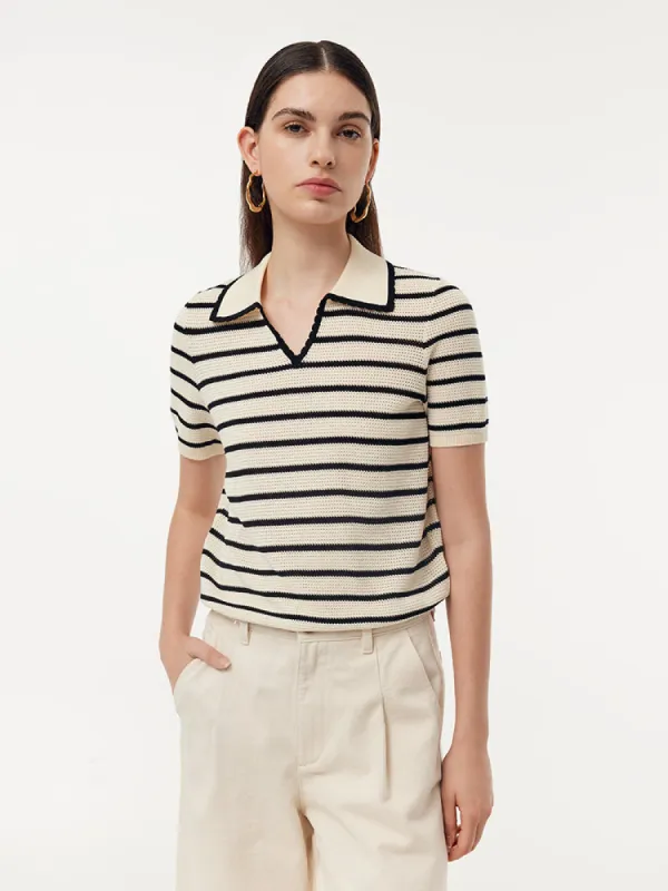 Tencel Blend Stripe Women Knit Top sold by Goelia