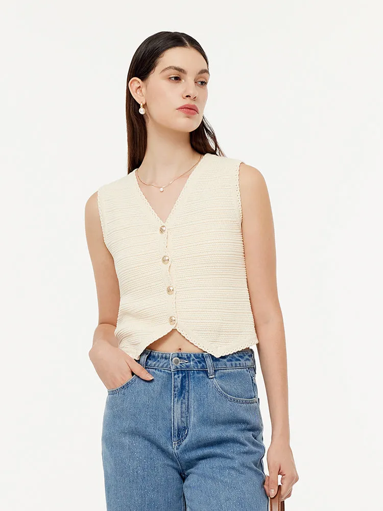 V-Neck Slim Fit Women Knit Vest sold by Goelia product image thumbnail 2