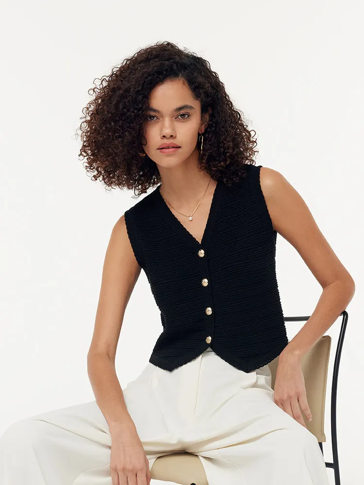 V-Neck Slim Fit Women Knit Vest sold by Goelia product image thumbnail 4