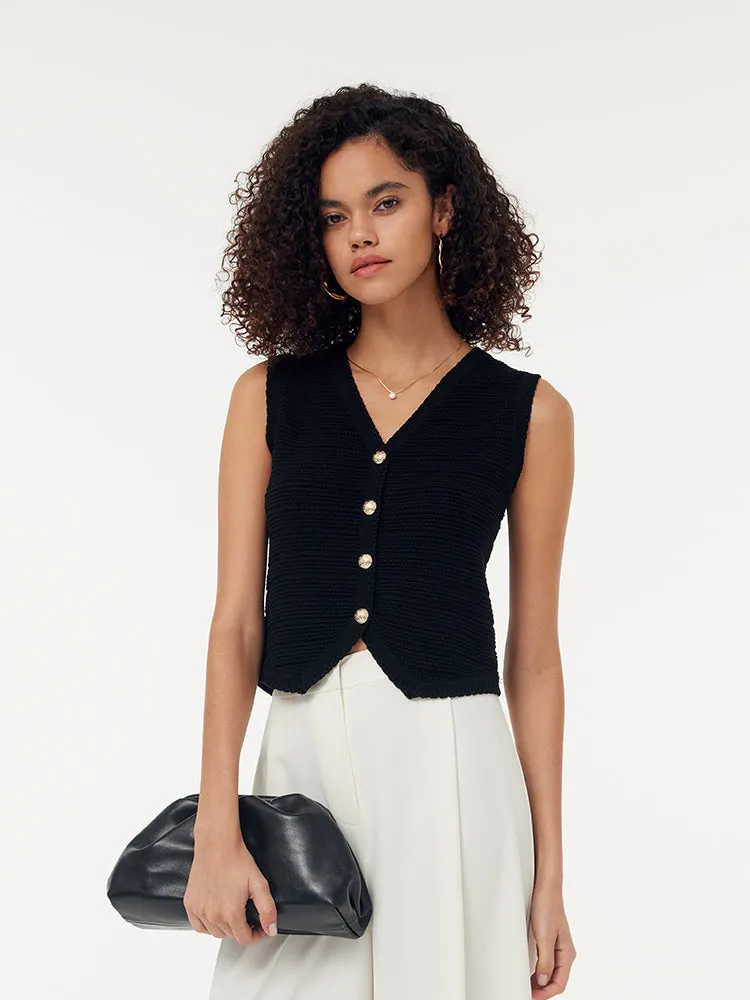 V-Neck Slim Fit Women Knit Vest sold by Goelia