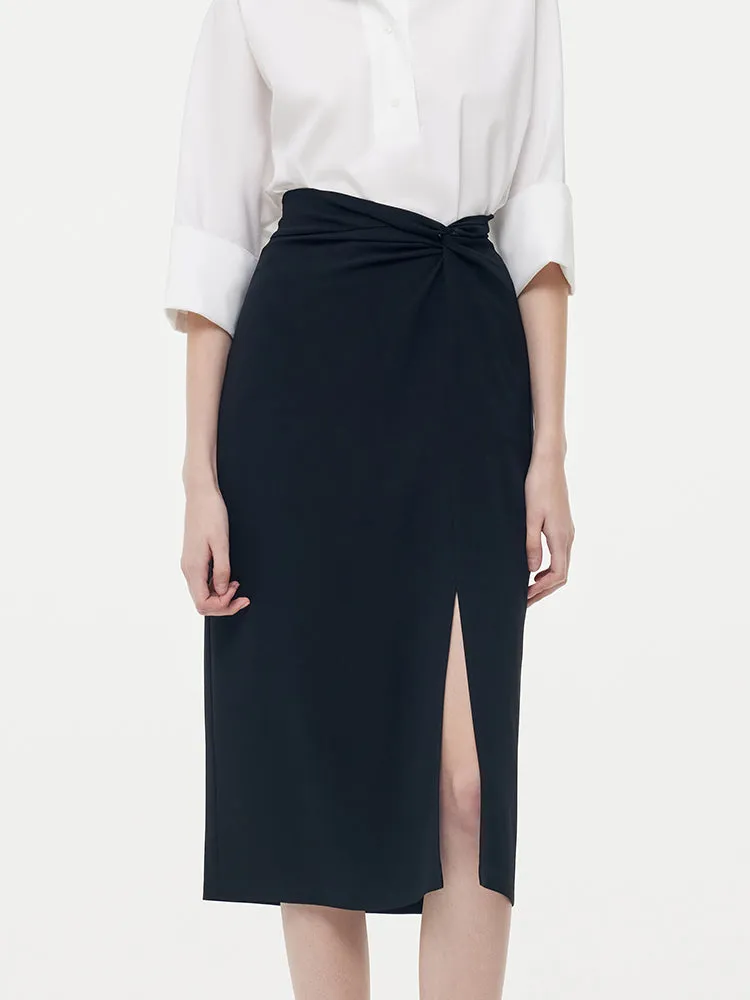 Acetate Twist Front Side Split Women Skirt sold by Goelia