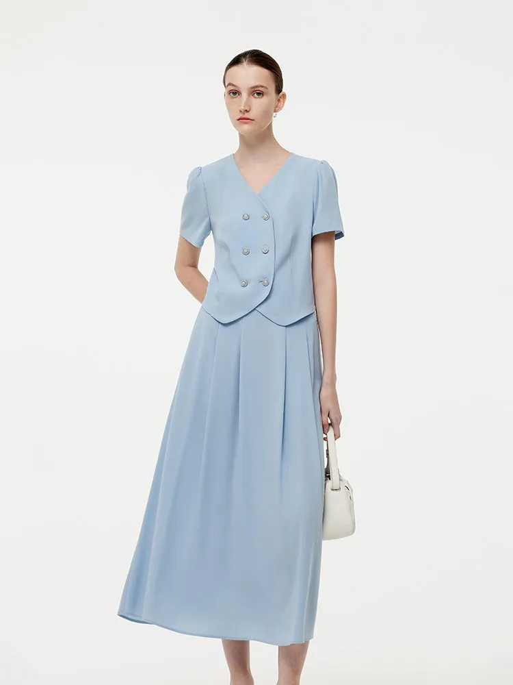 Acetate Crop Jacket And A-Line Skirt Two-Piece Set sold by Goelia