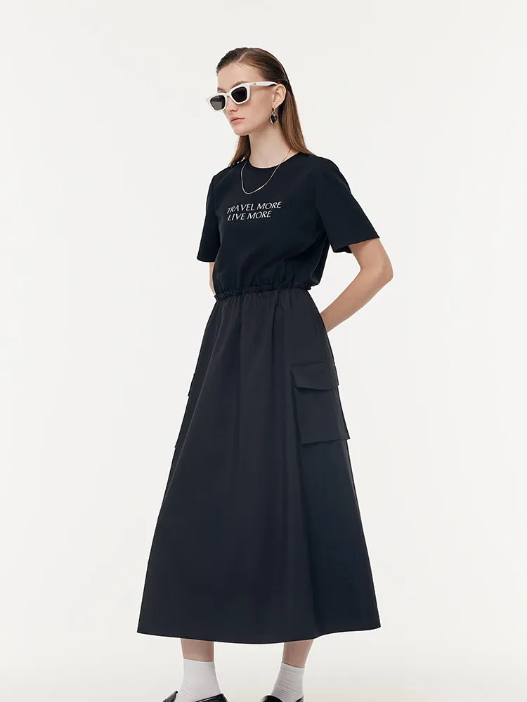 Cotton Patchwork Gathered Waist Women Maxi Dress sold by Goelia product image thumbnail 2