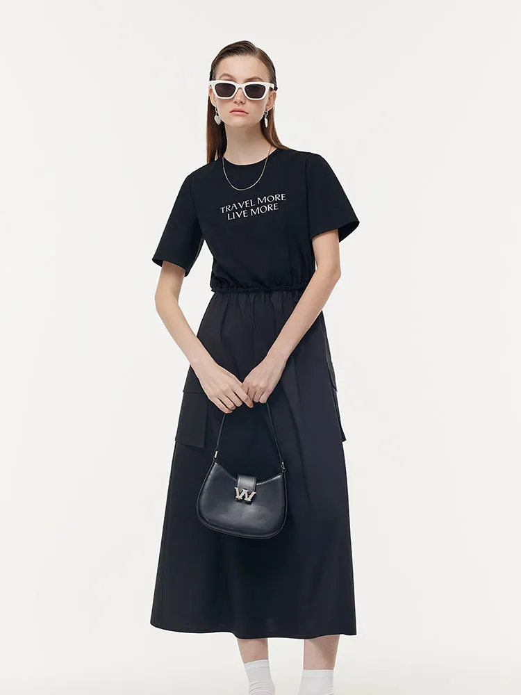 Cotton Patchwork Gathered Waist Women Maxi Dress sold by Goelia product image thumbnail 3