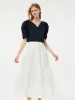 100% Cotton A-Line Elastic Waist Women Skirt sold by Goelia