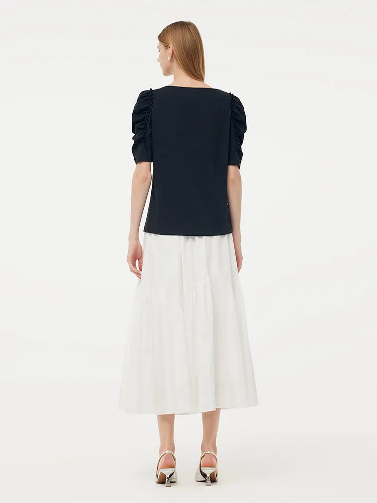 V-Neck Puff Sleeve Women Knit Top sold by Goelia product image thumbnail 3