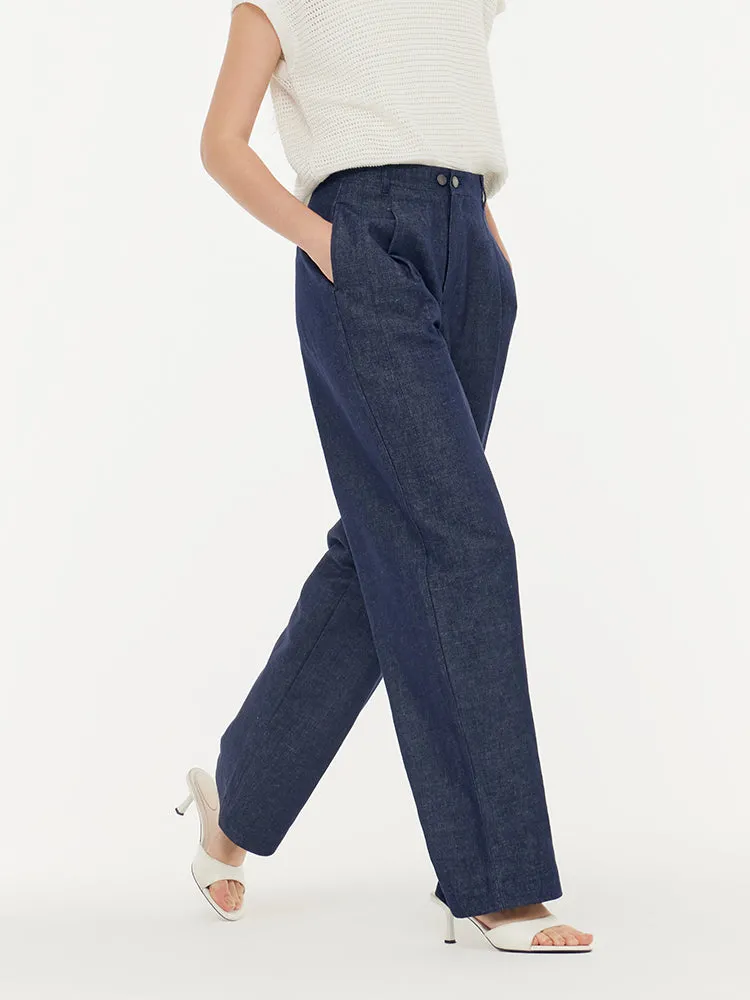 Denim Adjustable Waist Women Straight-Leg Jeans sold by Goelia product image thumbnail 4