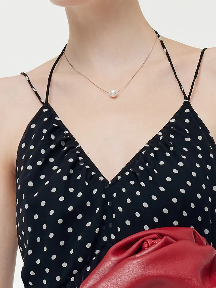 10MM Mulberry Silk Polka Dots Women Halterneck Slip Maxi Dress With Detachable Chest Pads sold by Goelia product image thumbnail 5