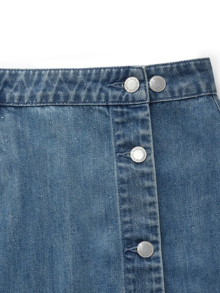 100% Cotton Denim Glitter Adjustable Waist Women Skirt sold by Goelia product image thumbnail 2