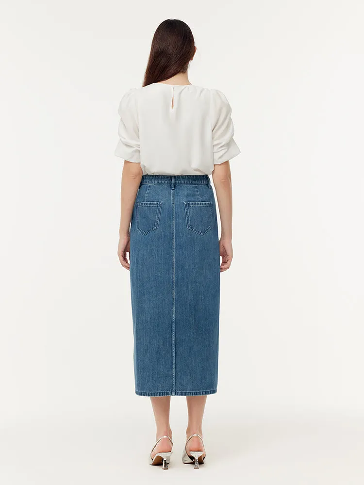 100% Cotton Denim Glitter Adjustable Waist Women Skirt sold by Goelia product image thumbnail 4