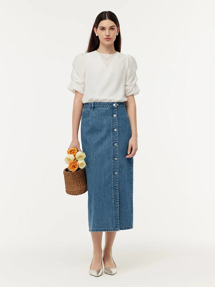 100% Cotton Denim Glitter Adjustable Waist Women Skirt sold by Goelia product image thumbnail 3