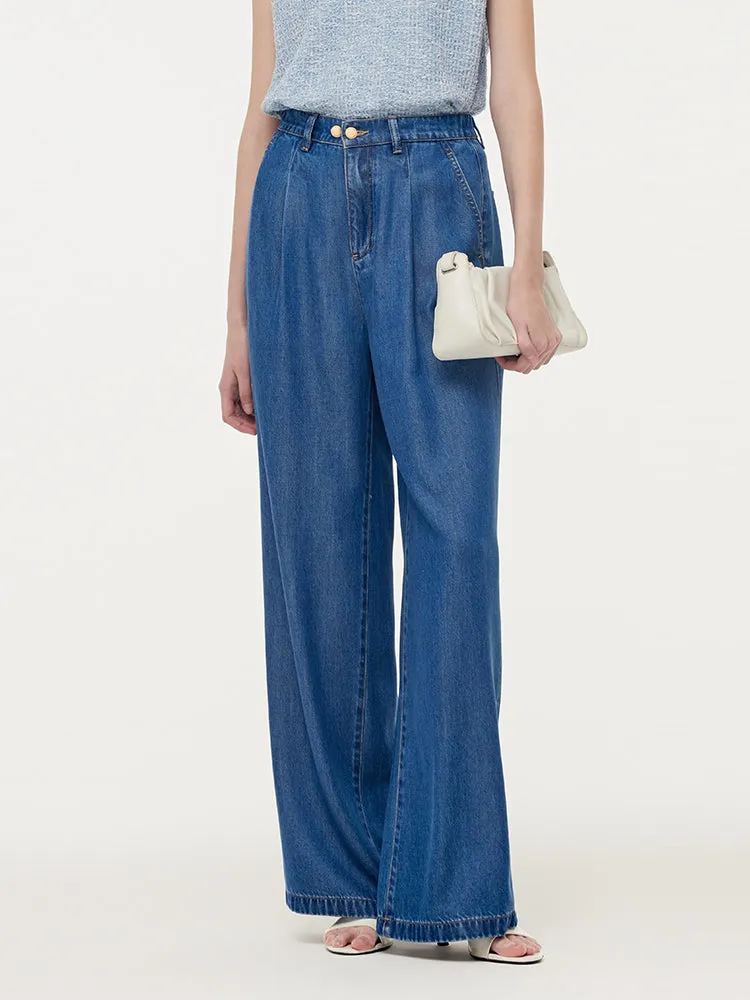 100% Tencel Denim Elastic Waist Women Jeans sold by Goelia