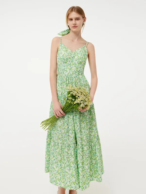 Cotton Floral Print Women Slip Maxi Dress With Detachable Chest Pads sold by Goelia