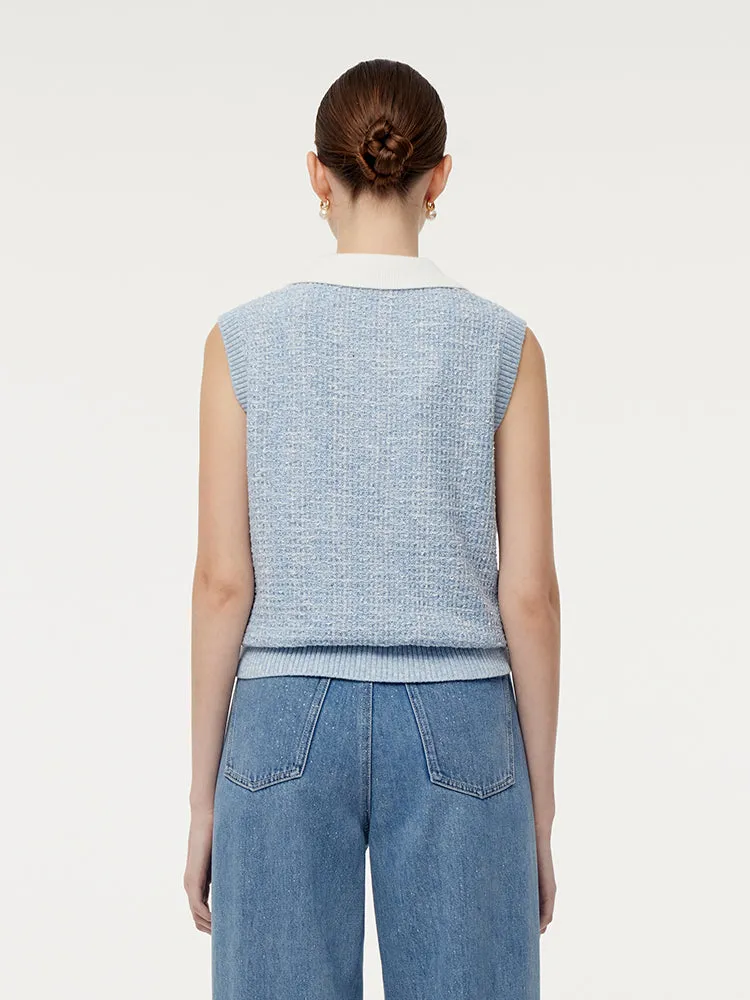 Contrast Collar Women Knit Polo Tank Top sold by Goelia product image thumbnail 3