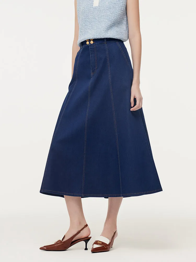 Denim A-Line Adjustable Waist Women Skirt sold by Goelia product image thumbnail 4