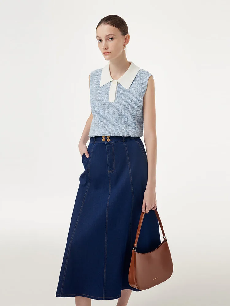 Denim A-Line Adjustable Waist Women Skirt sold by Goelia product image thumbnail 2