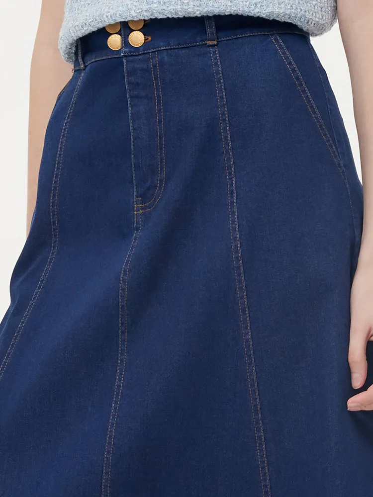 Denim A-Line Adjustable Waist Women Skirt sold by Goelia product image thumbnail 5