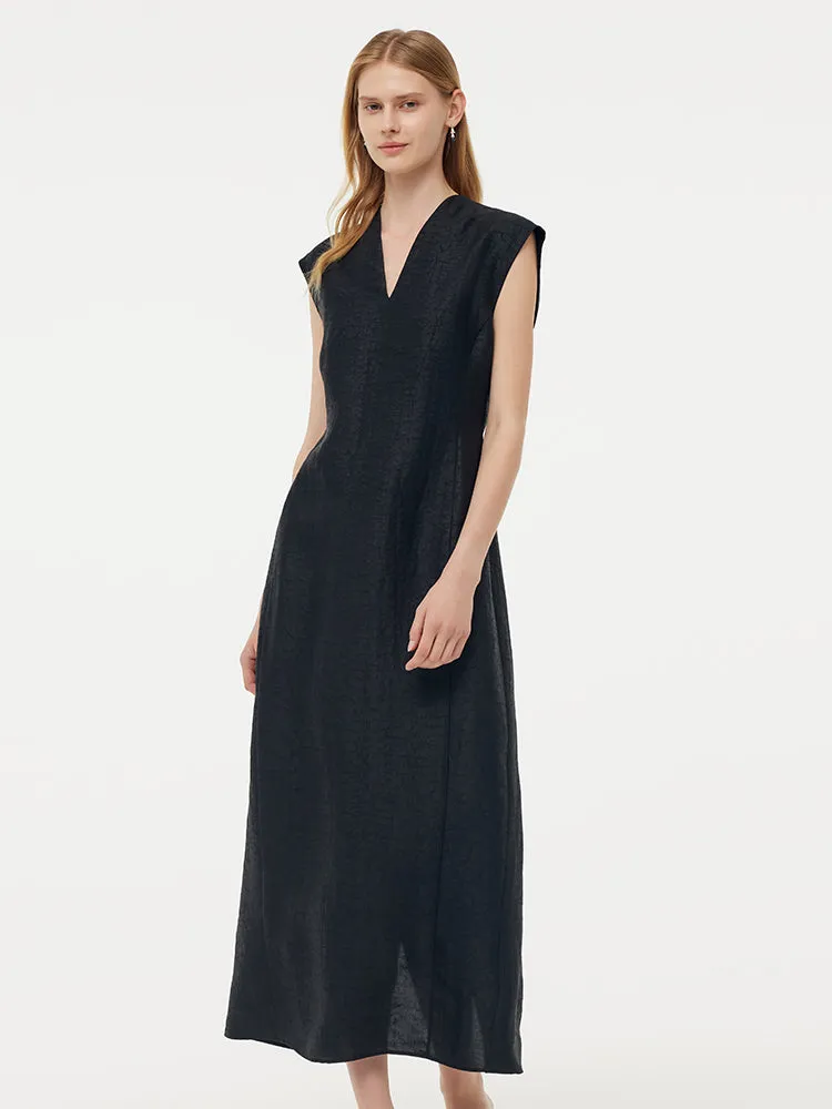 18MM Xiang Yun Silk V-Neck Cap Sleeve Women Maxi Dress sold by Goelia product image thumbnail 4