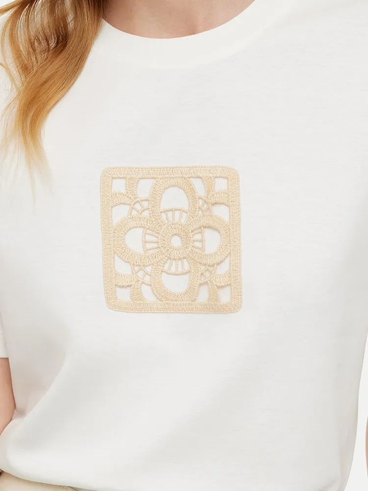 100% Cotton Embroidered Women T-Shirt sold by Goelia product image thumbnail 5