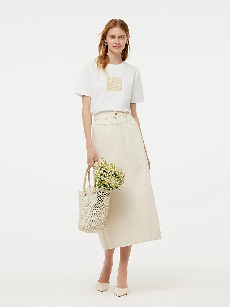 100% Cotton Embroidered Women T-Shirt sold by Goelia product image thumbnail 3