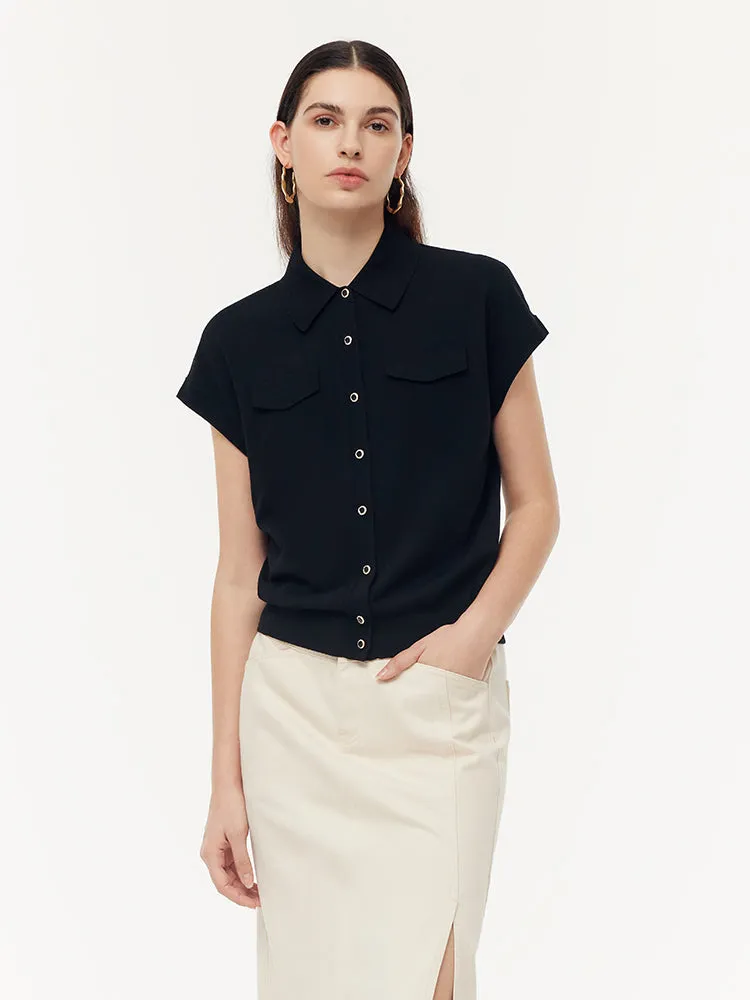 Tencel Lapel Women Button Knit Cardigan sold by Goelia product image thumbnail 4