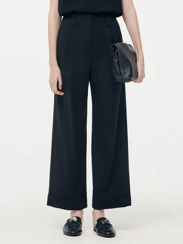 Machine Washable Wool Blend Women Straight Ankle Length Pants sold by Goelia