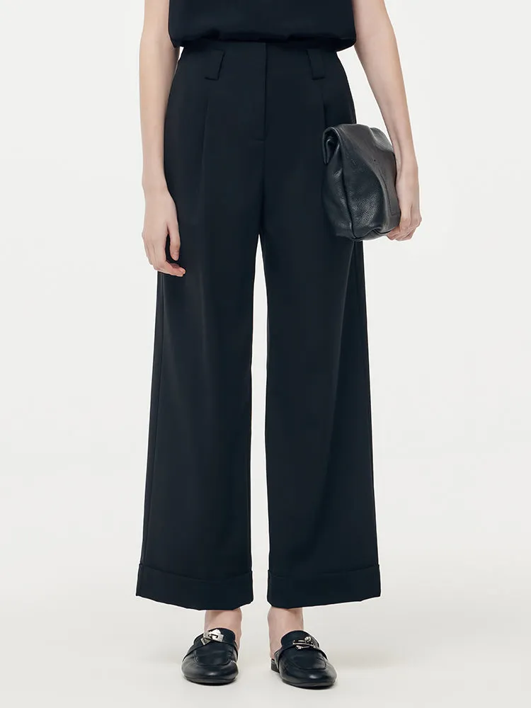 Machine Washable Wool Blend Women Straight Ankle Length Pants sold by Goelia