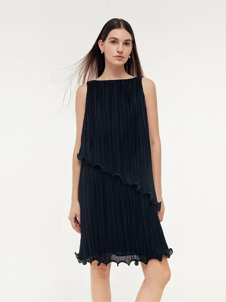 Tiered Ruffle Hem Women Pleated Mini Dress sold by Goelia