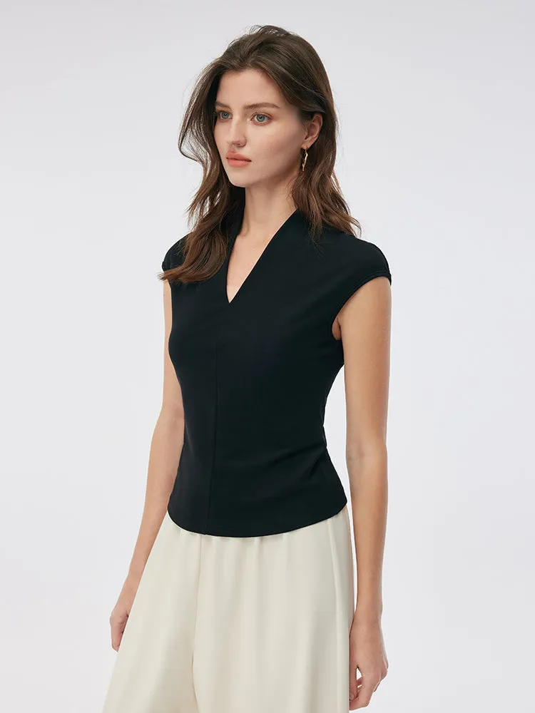 Acetate V-Neck Cap Sleeve Women Top sold by Goelia product image thumbnail 4