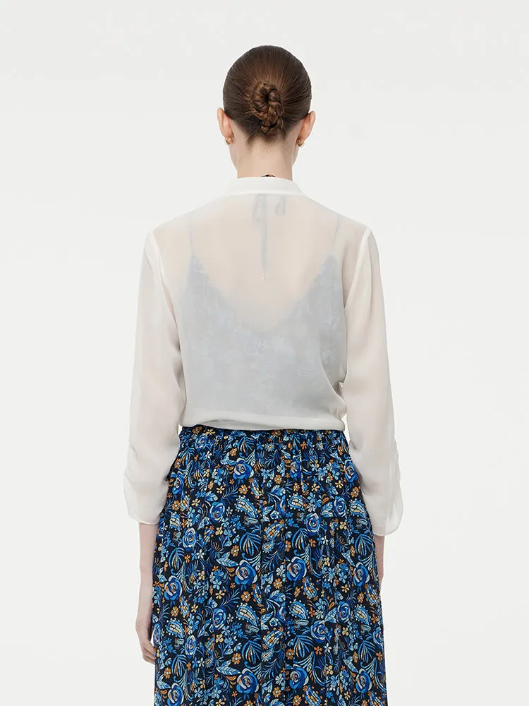 10MM Mulberry Silk 3/4 Sleeve Women Front Knot Shirt sold by Goelia product image thumbnail 5