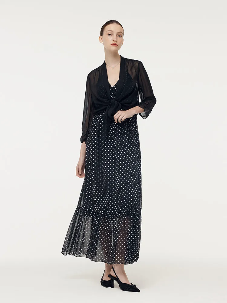 10MM Mulberry Silk 3/4 Sleeve Women Front Knot Shirt sold by Goelia product image thumbnail 4