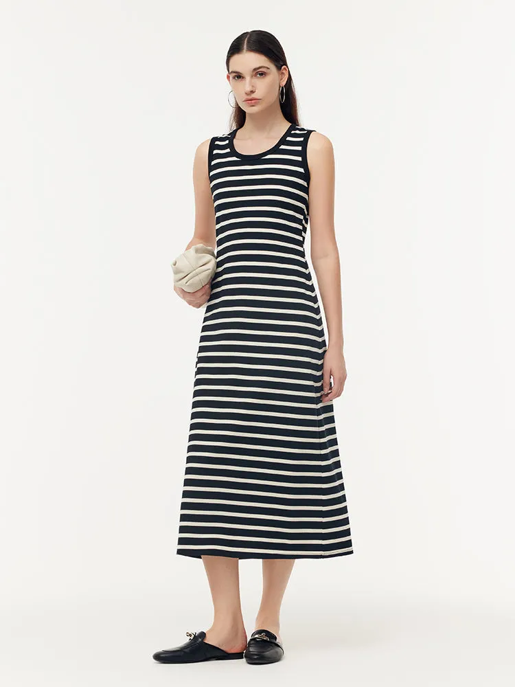 Black And White Stripe Women Knit Vest Maxi Dress sold by Goelia