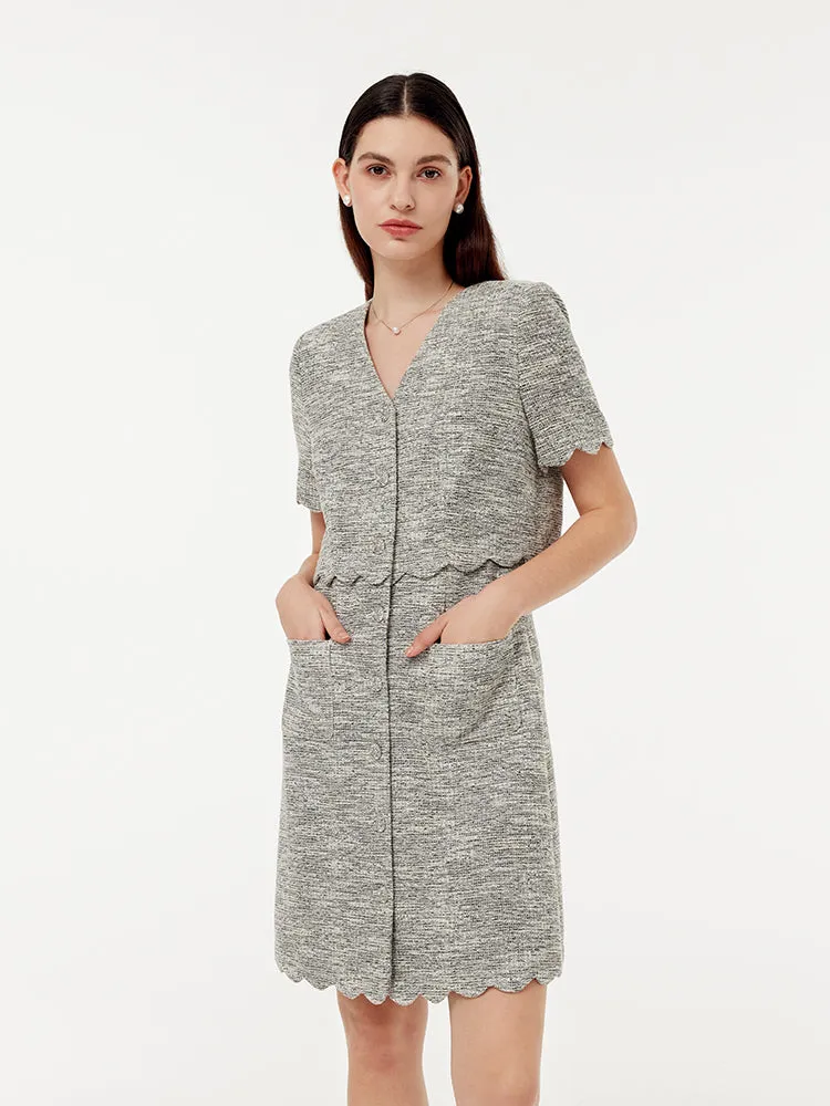 Faux Two-Piece Scallop Hem Women Mini Dress sold by Goelia product image thumbnail 4