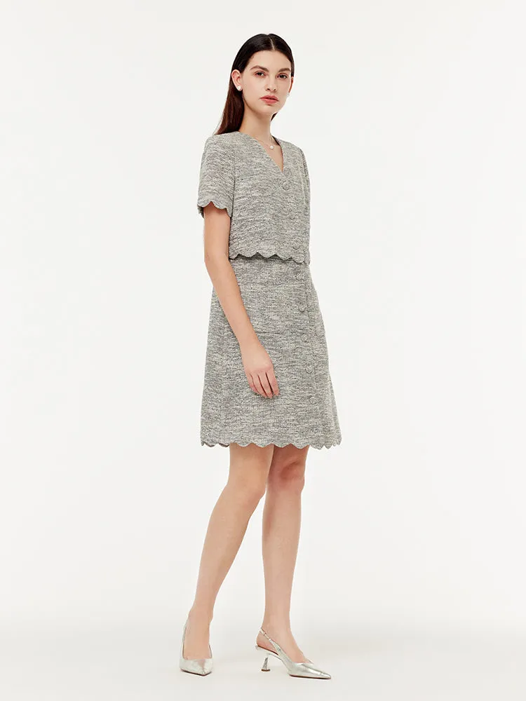 Faux Two-Piece Scallop Hem Women Mini Dress sold by Goelia product image thumbnail 2