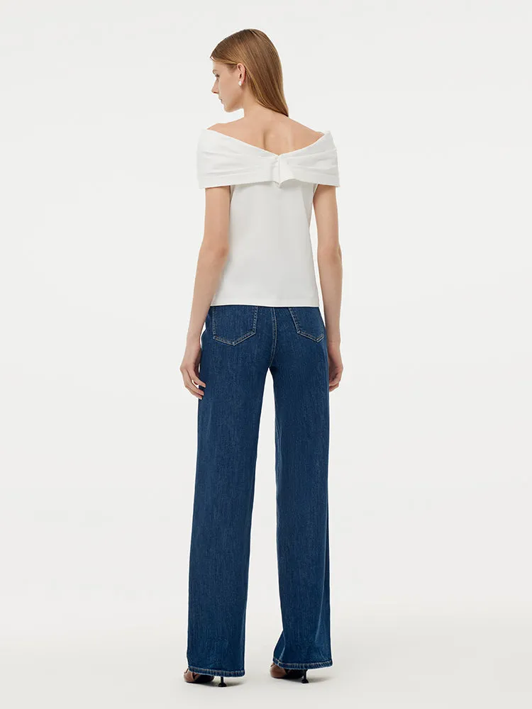 100% Cotton Stretch Off Shoulder Women Bow Top sold by Goelia product image thumbnail 3