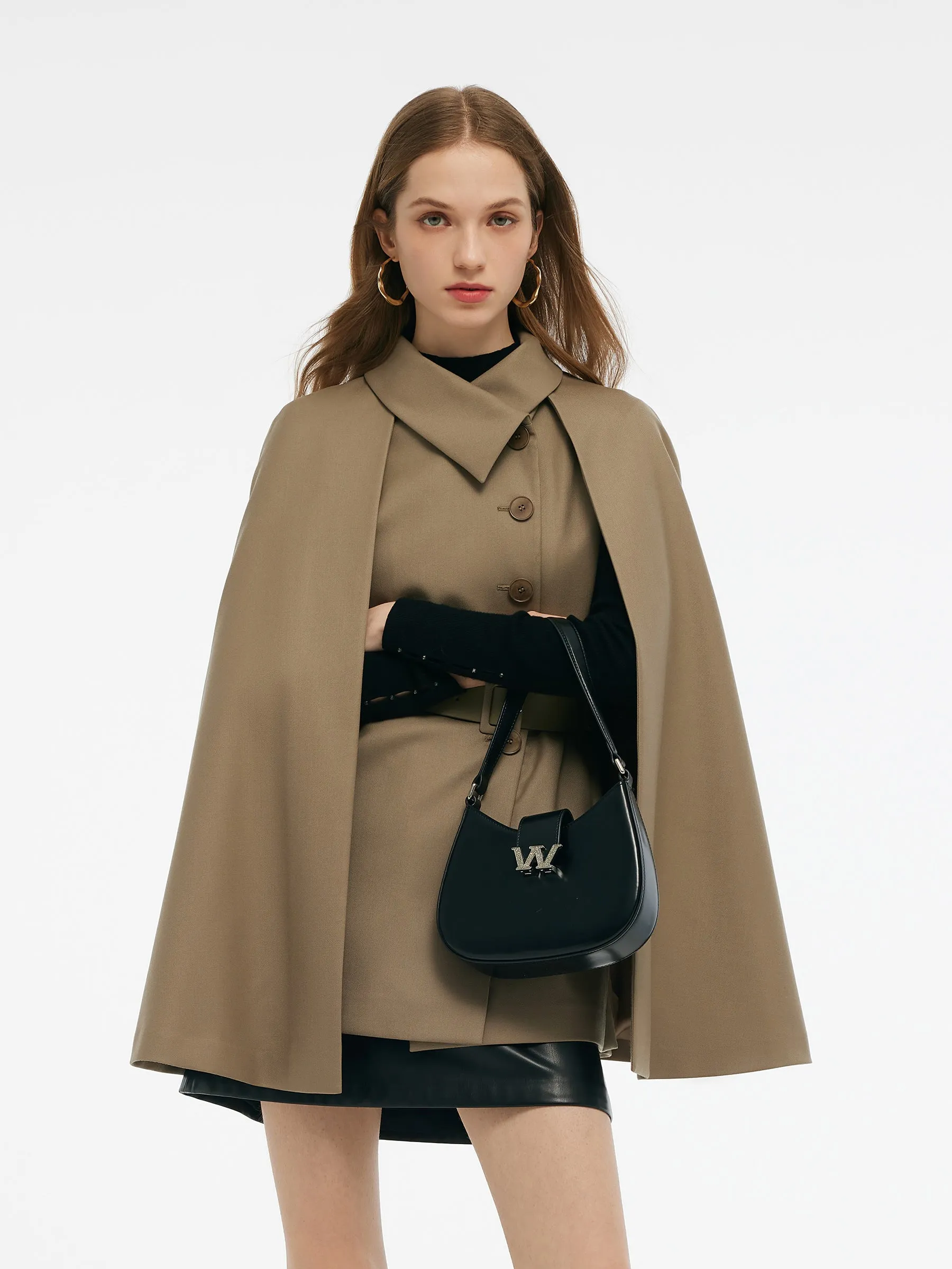 100% Worsted Wool Cape And Vest Two-Piece Set With Belt sold by Goelia