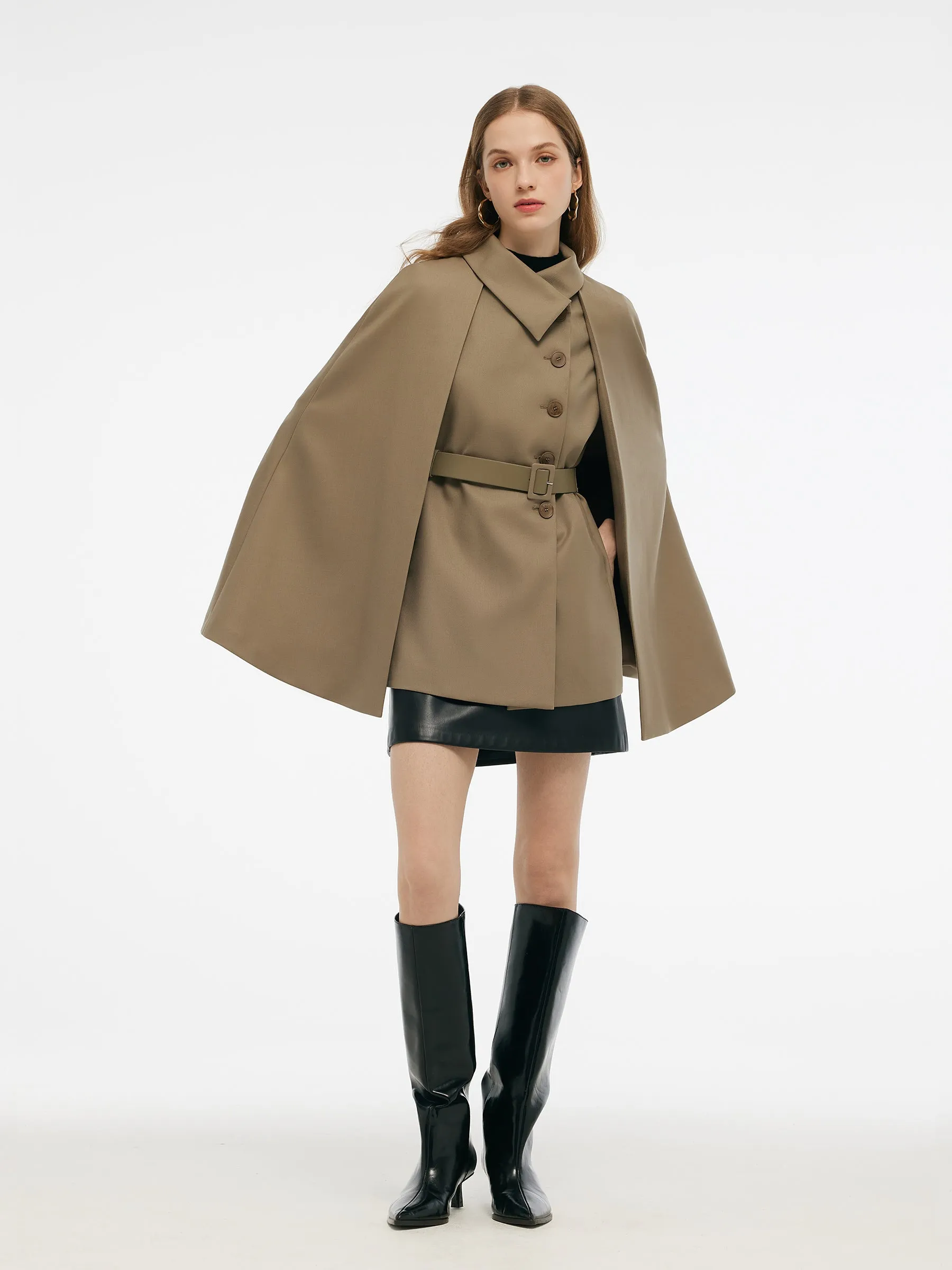 100% Worsted Wool Cape And Vest Two-Piece Set With Belt sold by Goelia product image thumbnail 2