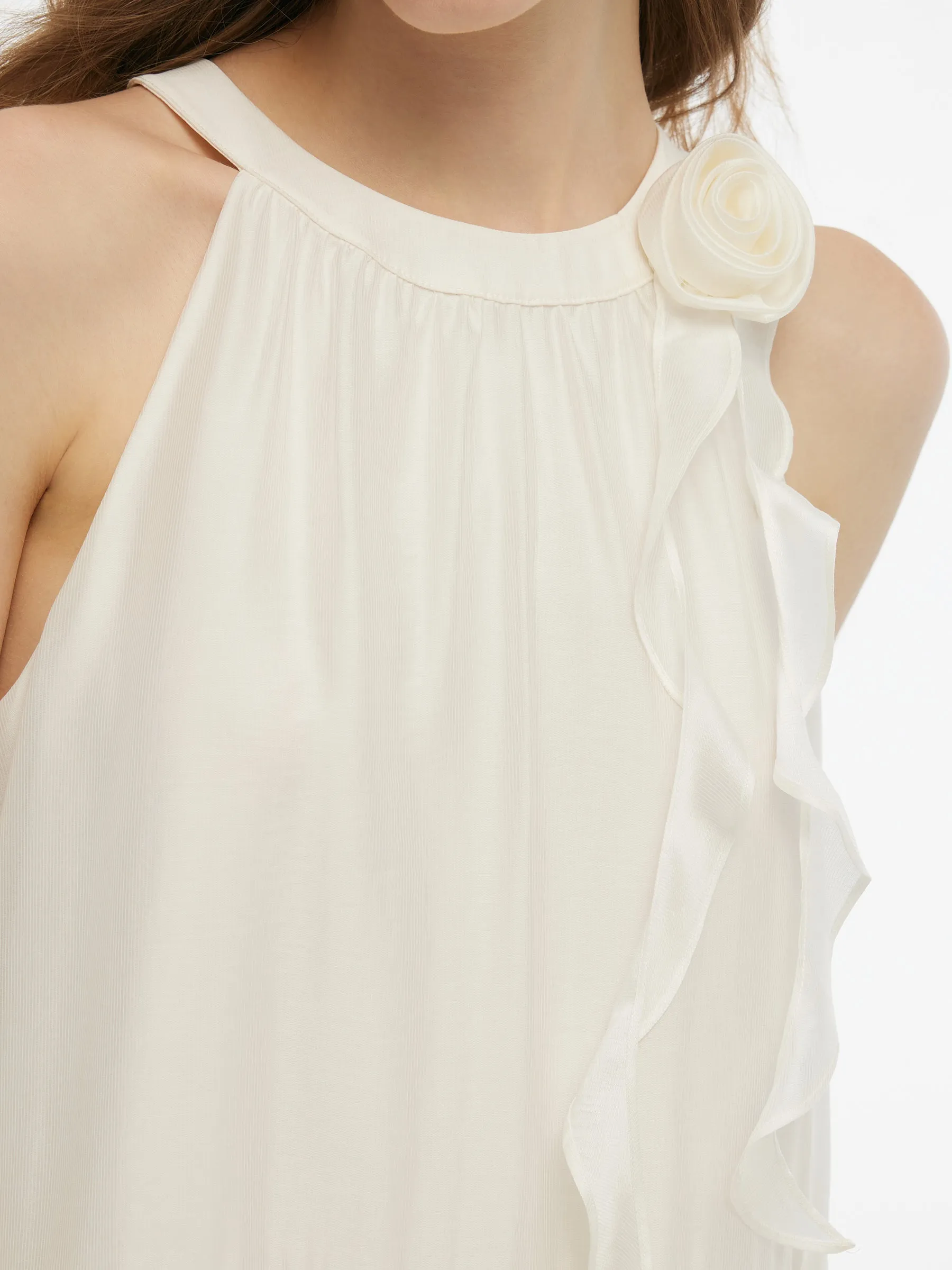 Tencel Blend Halter Maxi Dress With Detachable Flower sold by Goelia product image thumbnail 2