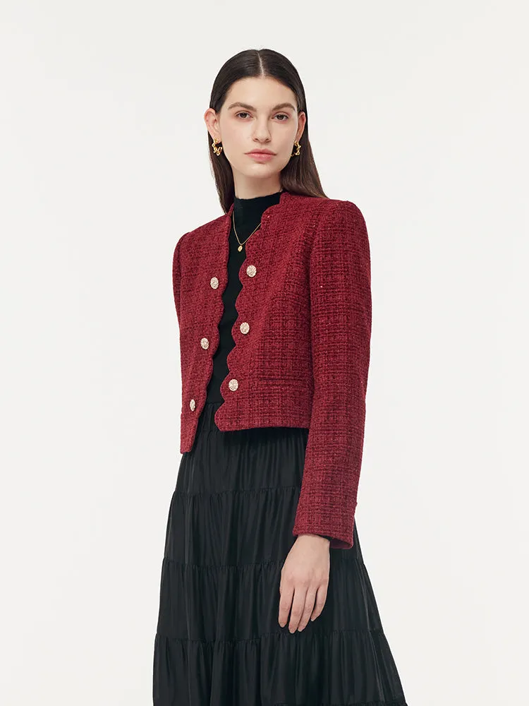 Tweed Sequins Crop Jacket And Tiered Skirt Two-Piece Set sold by Goelia product image thumbnail 3