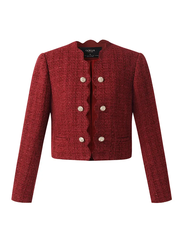 Tweed Sequins Crop Jacket And Tiered Skirt Two-Piece Set sold by Goelia product image thumbnail 4