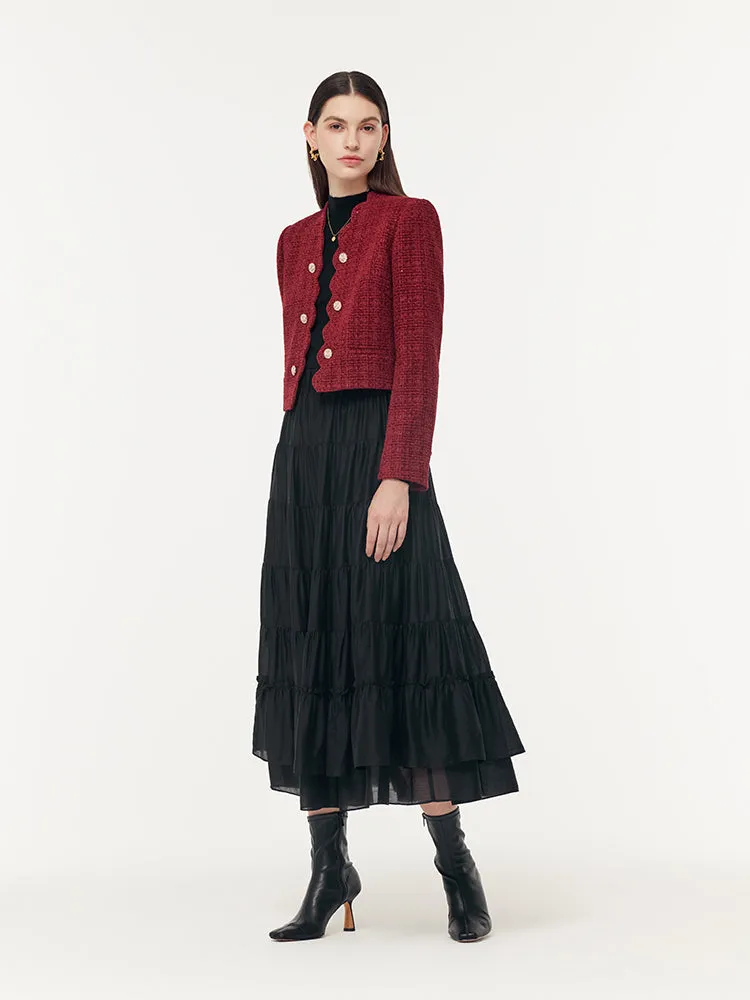 Tweed Sequins Crop Jacket And Tiered Skirt Two-Piece Set sold by Goelia product image thumbnail 2