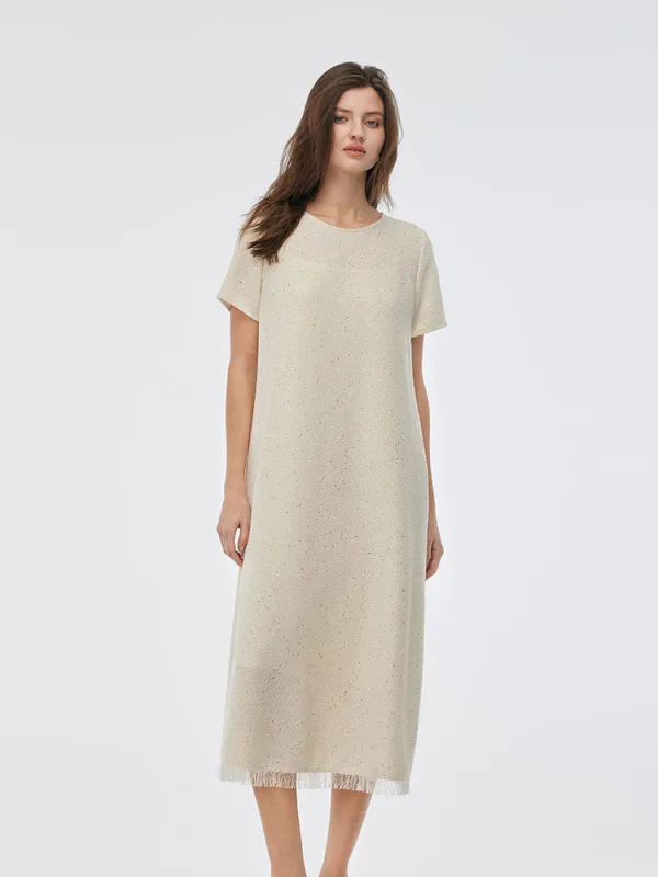 Tweed Sequins Fringed Edge Women Maxi Dress With Slip Dress sold by Goelia