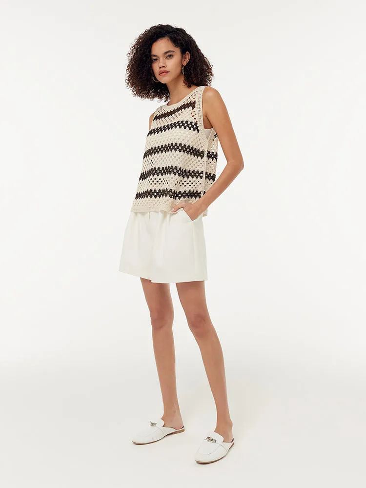 Brown Stripe Women Open-Knit Tank Top sold by Goelia product image thumbnail 2